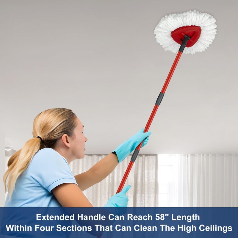 GFRED Mop Handle Replacement for Ocedar 4 Section Mop Replace Handle Compatible with O-Cedar Spin Mop Refills and Brooms ocedar Mop Stick for Floor Clean, 30" to 58", American Thread Joint - Image 5
